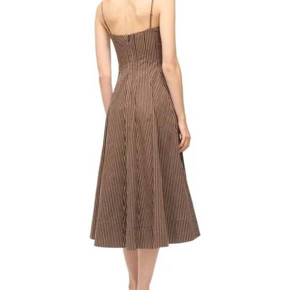STAUD Wylie Striped Midi Dress - Dark Oak Micro Stripe. Excellent condition. Sz4 - Picture 4 of 10
